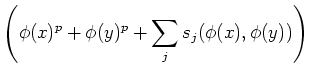 $\displaystyle \left(\phi(x)^p+\phi(y)^p+\sum_j s_j(\phi(x),\phi(y))\right)$