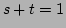 $s+t=1$