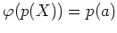 $ \varphi(p(X))=p(a)$