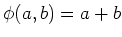 $\displaystyle \phi(a,b)=a+b
$