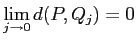 $\displaystyle \lim_{j\to 0}d(P,Q_j)=0
$