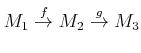 $\displaystyle M_1\overset {f}{\to} M_2 \overset{g}{\to} M_3
$