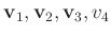 $ \mathbf v_1,\mathbf v_2,\mathbf v_3,v_4$