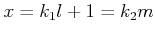 $\displaystyle x= k_1 l +1 =k_2 m
$