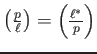 $ {\left(\frac{p}{\ell}\right)}={\left(\frac{\ell^*}{p}\right)} $