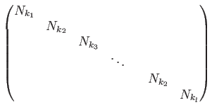 $\displaystyle \begin{pmatrix}
N_{k_1} \\
& N_{k_2} \\
&& N_{k_3} \\
&&&\ddots \\
&&&&& N_{k_2} \\
&&&&&& N_{k_l}
\end{pmatrix}$